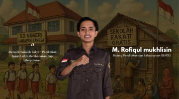 Divisi Pendidikan dan kebudayaan BEM Sumenep, M. Rofiqul mukhlisin saat menyatakan sikap terhadap sekolah rakyat (Za - garudajatim.com) 