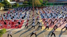 Kemenag Sumenep, saat menggelar senam kesegaran jasmani (Istimewa - garudajatim.com) 
