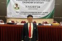 Ketua Dewan Pimpinan Cabang (DPC) Ikatan Sarjana dan Santri Indonesia Tasawuf Thoriqoh (ISSITA), Naghfir, saat sidang terbuka Pascasarjana  (Za - garudajatim.com) 