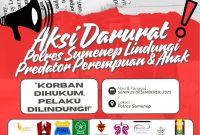 Flyer Aksi Darurat Aliansi Masyarakat dan Aktivis Pelindung Perempuan-Anak Sumenep Siap Gruduk Polres (Istimewa - garudajatim.com)