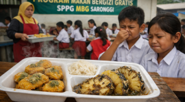 Foto ilustrasi Program Makan Bergizi Gratis (MBG) yang dikelola Satuan Pelayanan Pemenuhan Gizi (SPPG) Saronggi, Kecamatan Saronggi, Kabupaten Sumenep Nugget Bau hingga Nanas Busuk (Za - garudajatim.com)
