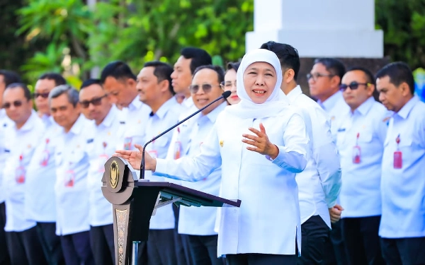 Gubernur Jawa Timur, Khofifah Indar Parawansa, saat angkat suara terkait gejolak global (Istimewa - garudajatim.com)