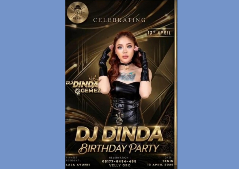 Flyer DJ Dinda Birthday Party akan berlangsung di Mr. Ball Sumenep (Istimewa - garudajatim.com)
