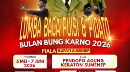 Flyer Lomba Baca Puisi dan Pidato gaya Bung Karno yang diselenggarakan oleh Ikatan Wartawan Online Sumenep (Za - garudajatim.com)