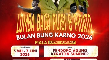 Flyer Lomba Baca Puisi dan Pidato gaya Bung Karno yang diselenggarakan oleh Ikatan Wartawan Online Sumenep (Za - garudajatim.com)