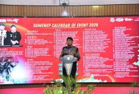 Bupati Sumenep, Achmad Fauzi Wongsojudo, saat memberikan sambutan di acara launching logo Hari Jadi ke-758 (Za - garudajatim.com)