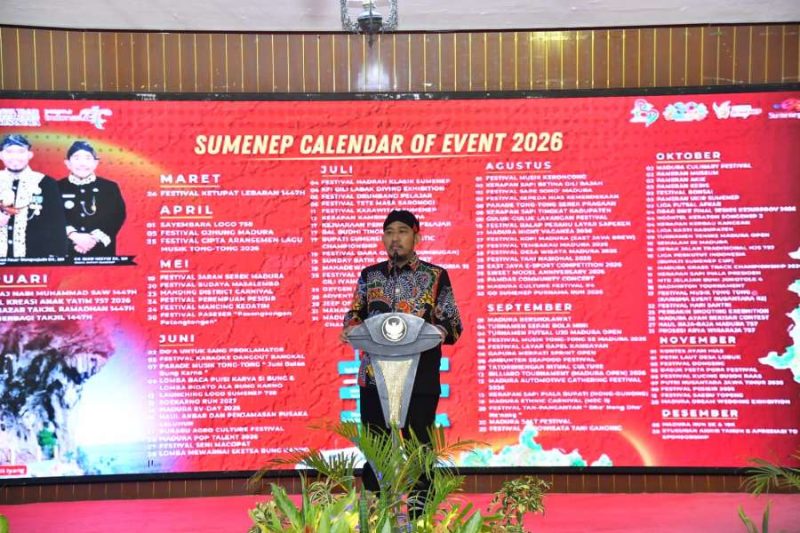 Bupati Sumenep, Achmad Fauzi Wongsojudo, saat memberikan sambutan di acara launching logo Hari Jadi ke-758 (Za - garudajatim.com)