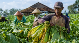 Foto petani tembakau saat panen (Za - garudajatim.com)