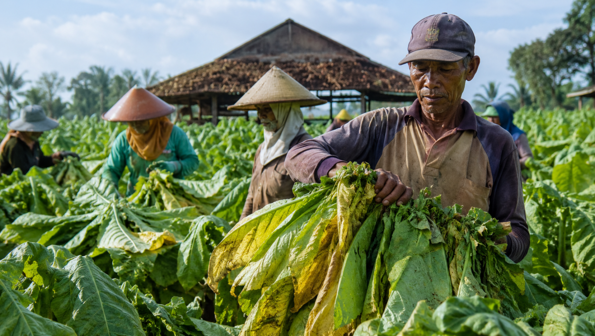 Foto petani tembakau saat panen (Za - garudajatim.com)